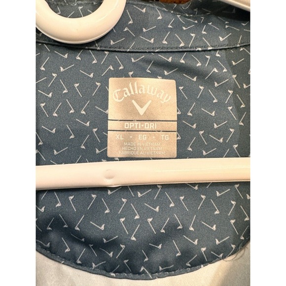 Callaway Opti-Dri Golf Polo Shirt Mens XL Teal All Over Print Golf Clubs - Picture 3 of 7